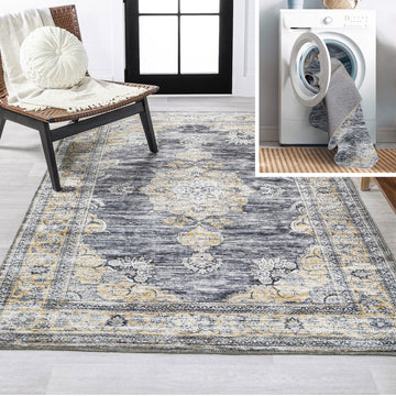 Bausch Bohemian Distressed Chenille Machine-washable Area Rug